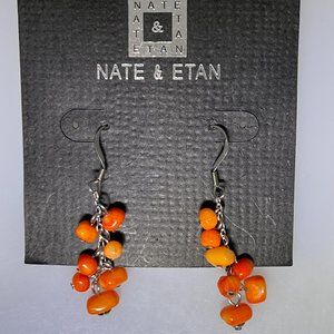 Nate & Etan dangle orange Agate nugget earrings, NWOT